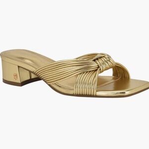Tommy Hilfiger Pilie Slide Sandal Gold Size 7.5 NWOB NEW